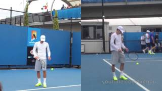 Bernard Tomic  Serve in Slow Motion MultiAngle Split Screen in HD [upl. by Prager]