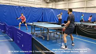 2024 NSW Veterans Div 2 Teams Challenges Aili Li vs Nayan Barman 4th Set [upl. by Caruso]