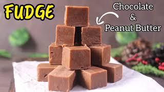 Best Chocolate Peanut Butter Fudge No Bake 3 Ingredients  Christmas Dessert Recipe [upl. by Piwowar]