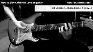 How To Play  California Love  2Pac  On Guitar  Tabs  Beginner Guitar Lesson amp Tutorial [upl. by Nitsa]