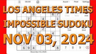 The Basic Lesson of Unique Rectangle Impossible Sudoku  Los Angeles Times Sudoku November 03 2024 [upl. by Carbrey]