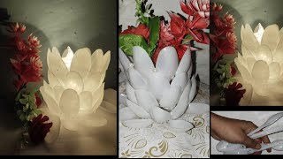 spoon lamp night  How to make flower pot plastic spoon [upl. by Shipley]