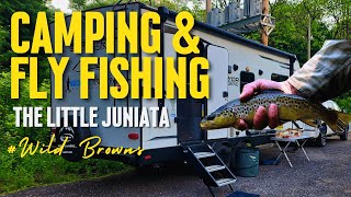 Camping And Fly Fishing The Little Juniata River  Nymphing for Wild Browns [upl. by Paymar]