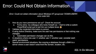 Error Could not obtain information about Windows NT groupuser  error code 0x5 [upl. by Guimar]