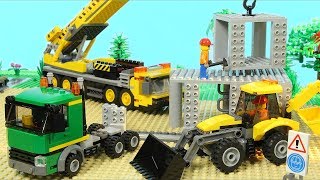 Lego Construction Site Skyscraper Building Mobile Crane Excavator [upl. by Adigirb]