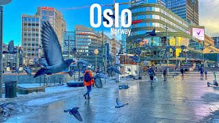 Oslo Norway 🇳🇴 February 2022  4KHDR Walking Tour  ▶91min [upl. by Agnew]