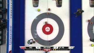 2015 Tim Hortons Brier Draw 9 Jacobs NO vs Casey PEI [upl. by Alleyne]