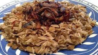 Lentils amp Rice A Classic Lebanese Dish  طريقة تحضير مجدرة الأرز او المدردرة  Mujadara [upl. by Enelhtac]