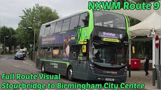 Full Route Visual  National Express West Midlands Route 9  Stourbridge to Birmingham City Centre [upl. by Buroker]