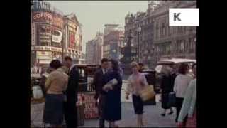 Late 1950s Early 1960s Piccadilly Circus London Stunning 35mm Colour Footage [upl. by Embry]