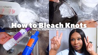 HOW TO BLEACH KNOTS LIKE A PRO  STEP BY STEP “BEGINNER FRIENDLY” WAY TO BLEACH KNOTS TO GET SCALP [upl. by Syl]