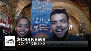 Celebrating National Voter Registration Day with quotHamiltonquot cast and Hollywood Pantages Theatre [upl. by Mirth]