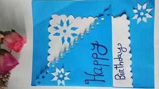 Easy birthday card ideas 🎉 Handmade birthday card 💙AN Craft amp Art [upl. by Nnylyar]