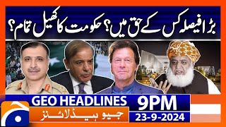 PTI VS PMLN  Supreme Courts verdict  Geo News 9 PM Headlines  23 September 2024 [upl. by Ahsika667]