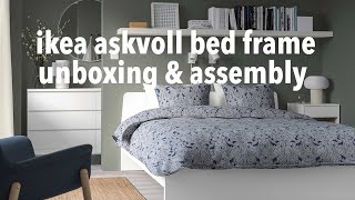 IKEA ASKVOLL BED FRAME UNBOXING AND ASSEMBLY [upl. by Noreen551]