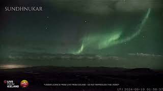 Iceland Volcano Aurora over Sundhnukar timelapse 190924 [upl. by Notniuq]