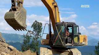 Transforming a Dangerous Road into a Safer Path with Excavator and JCB Backhoe [upl. by Ssac]