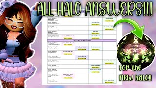 ALL HALO ANSWERS FOR THE NEW ENTWINED VINES HALO 2024  ROYALE HIGH ROBLOX [upl. by Nnylyak]