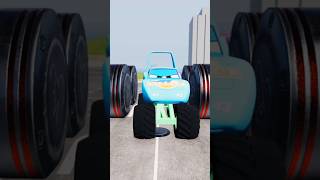 Colorful Trucks amp City Buses vs Giant Bollards Crash  BeamNGDrive shorts viralshort [upl. by Adieren]