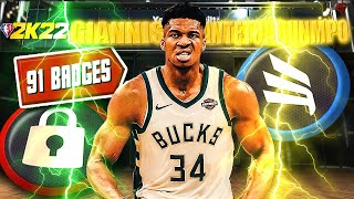 The MOST OFFICIAL 611 Giannis Antetokounmpo 91 BADGE MAX ARM Length Build in NBA 2K22 [upl. by Anailuig]