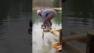 Dock Build Part 4  what are we doing Auger almost pulls me into the water construction dock [upl. by Airbas261]