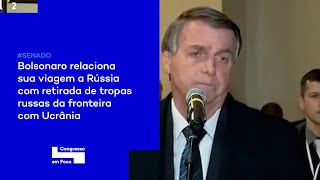 Bolsonaro relaciona sua viagem a Rússia com retirada de tropas russas da fronteira com Ucrânia [upl. by Zilla]