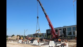 Brückenelemente für die Bahnunterführung in MeerbuschOsterath eingebaut [upl. by Crescantia]