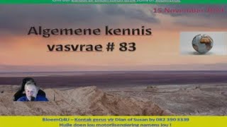 Vrydagaand Algemene kennis vasvrae  83 [upl. by Alyk]