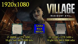 Resident evil 8 village COMPARATIVA i7 2600k vs i3 10100  GTX 1650 test de rendimiento [upl. by Wonacott276]