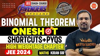 Binomial Theorem  One Shot  Shortcuts  PYQs  JEE 2024  JEE Math  Kiran Sir  Class 11 amp 12 [upl. by Hamirak]