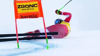 AUDI FIS Ski World Cup  Mens downhill  Bormio ITA Dec 28 2023 Marco Schwarz crash [upl. by Calvin]