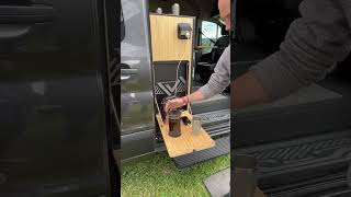 Brew your coffee and charge devices with our drop down table and outlet campervan vanlife [upl. by Abate718]