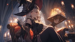 Enchanting medieval witch library dark academic Halloween atmosphere mystical overtones [upl. by Kinna158]