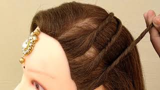 Maang Tikka Hairstyle  Beautiful Hairstyle For Occasion And Function [upl. by Eiraminot926]