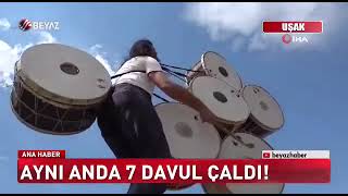 UŞAKLI ÇILGIN DAVULCU ULUSAL MEDYA DAVUL REKORU [upl. by Demmahum208]