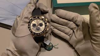 ▶ Rolex Daytona Yellow Gold quotPaul Newmanquot Intense Black Dial Oysterflex Rubber 126518LN  REVIEW [upl. by Ahtinak]