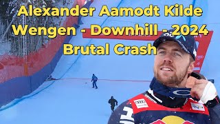 Alexander Aamodt Kilde  Wengen  Downhill  2024  Brutal Crash [upl. by Fawcett554]