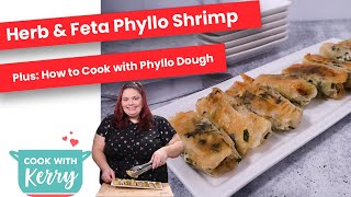 Herb amp Feta Phyllo Wrapped Shrimp Appetizer Recipe Plus How to Work with Phyllo Dough [upl. by Amelita]