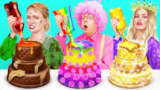 RICH VS POOR COOKING CHALLENGE  Delicious Cake Decoration Ideas by 123 GO FOOD [upl. by Anib246]