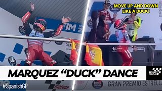 Marc Marquez Showing Crazy Celebration quotDUCKquot Dance at the Podium  2024 Spanish GP [upl. by Adnuhsal577]