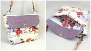 ミニバッグ作り方 ファスナーポーチ作り方 マチ付き ポケット付きファスナー ポーチ 簡単作り方 How to make a zipper pouch 18cmファスナー使用 [upl. by Yeorgi]