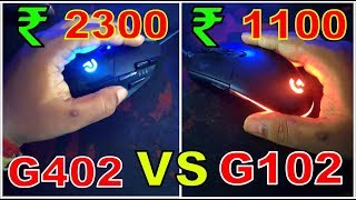 Logitech G402 VS Logitech G102  ₹ 2300 Mouse VS ₹ 1100 Mouse [upl. by Iila81]