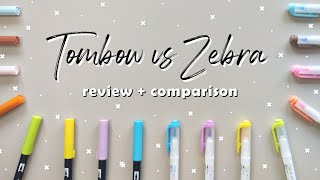 Tombow Dual Brush Pens vs Zebra Midlliner Brush Pens  Review  Comparison [upl. by Yffub]