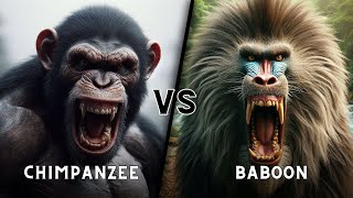 CHIMPANZEE VS BABOON  Who will win the fight [upl. by Benilda535]