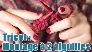 Tricot  Réaliser un montage à deux aiguilles [upl. by Morette]