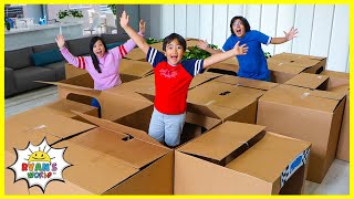 Box Fort Maze Ryans Mystery Playdate at Home Challenge [upl. by Nivlen804]