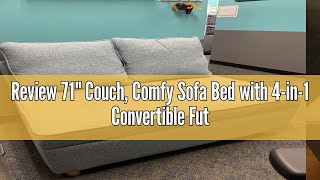 Review 71quot Couch Comfy Sofa Bed with 4in1 Convertible Futon Modern 3Seat Linen Fabric loveseat [upl. by Ainala]