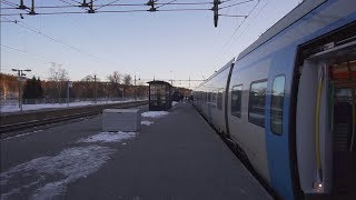 Sweden Stockholm train ride from Märsta to Huddinge Centrum  walk to Stora Coop [upl. by Edmead]