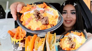 EATING TACO BELL NEW YELLOWBIRD NACHO FRIES CHEESY GORDITA CRUNCH DORITOS LOCOS TACOS MUKBANG [upl. by Sy]