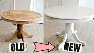 How To Refinish A Wooden Table With Chalk Paint  DIY [upl. by Yrmac]